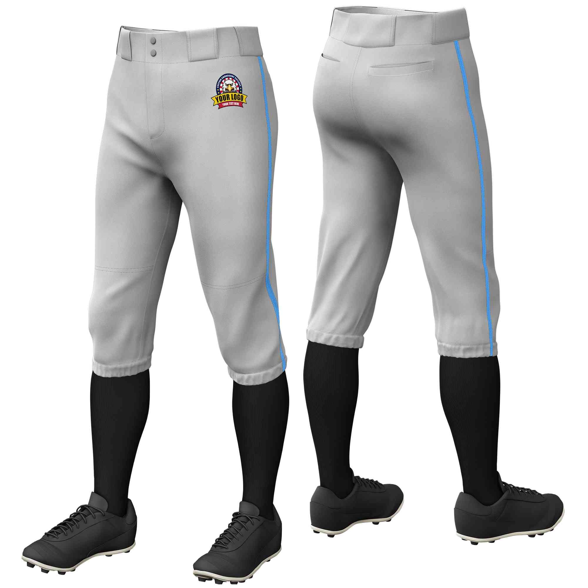 Pantalon de baseball personnalisé gris poudré bleu coupe classique culotte d'entraînement extensible