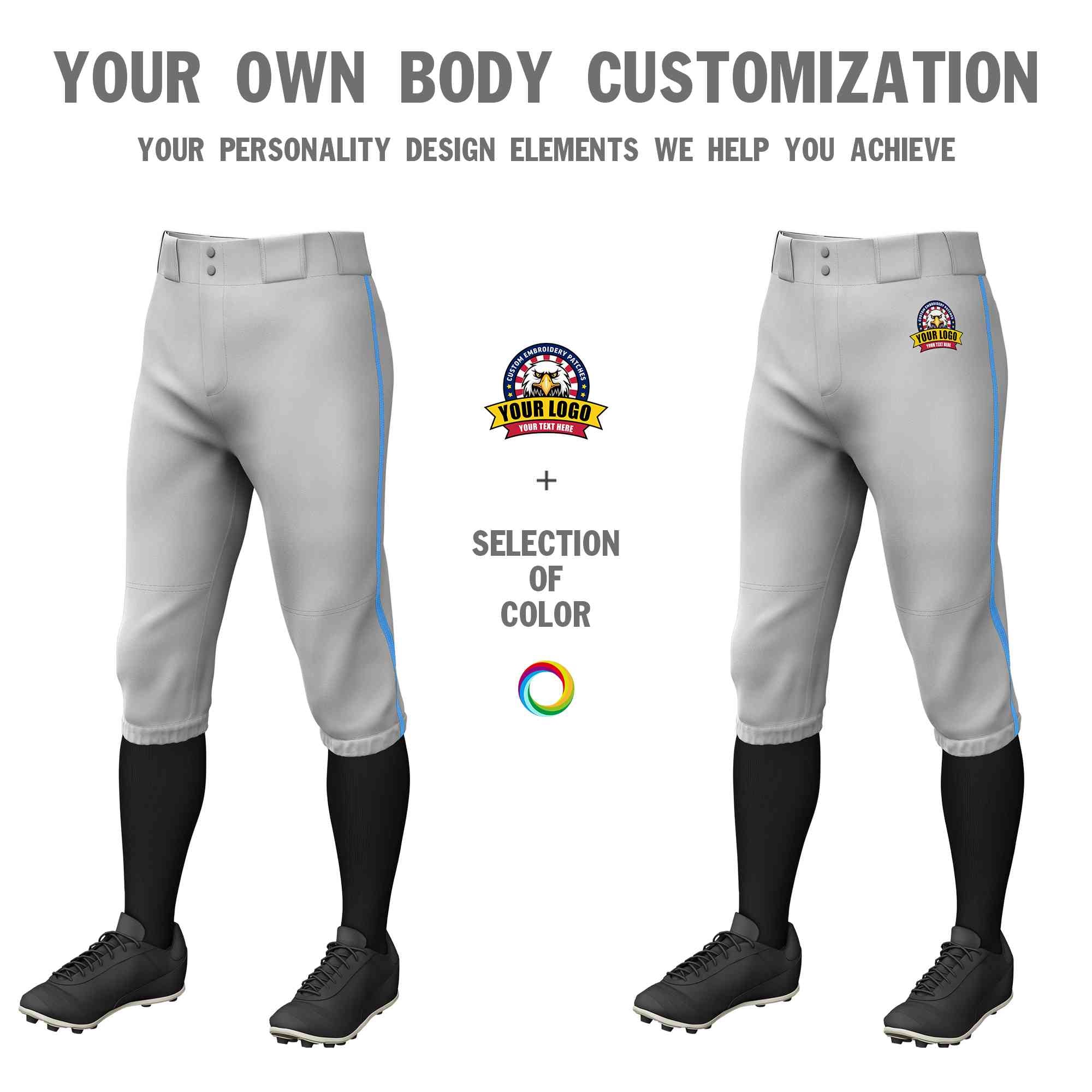 Pantalon de baseball personnalisé gris poudré bleu coupe classique culotte d'entraînement extensible