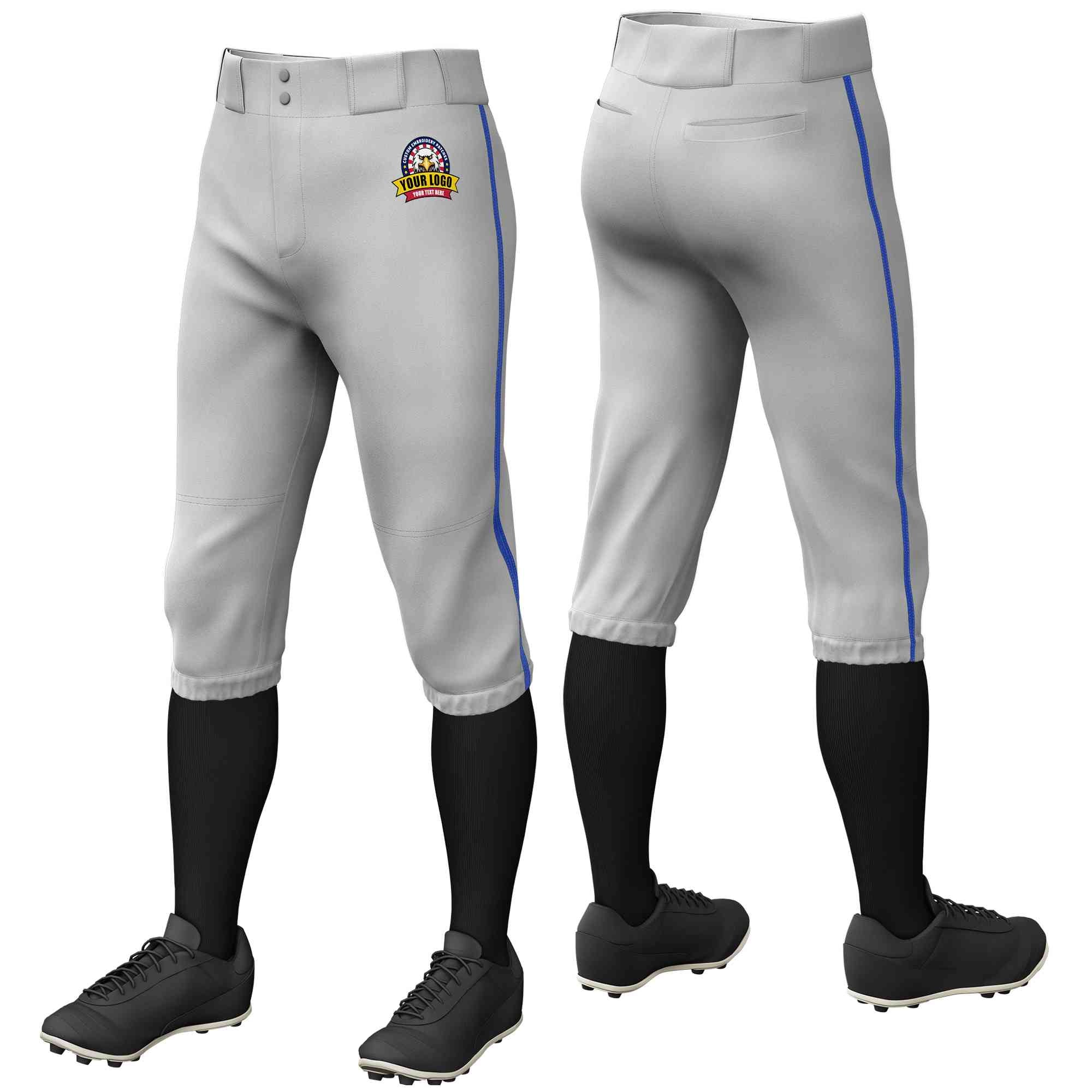 Pantalon de baseball personnalisé gris Royal, coupe classique, culotte d'entraînement extensible