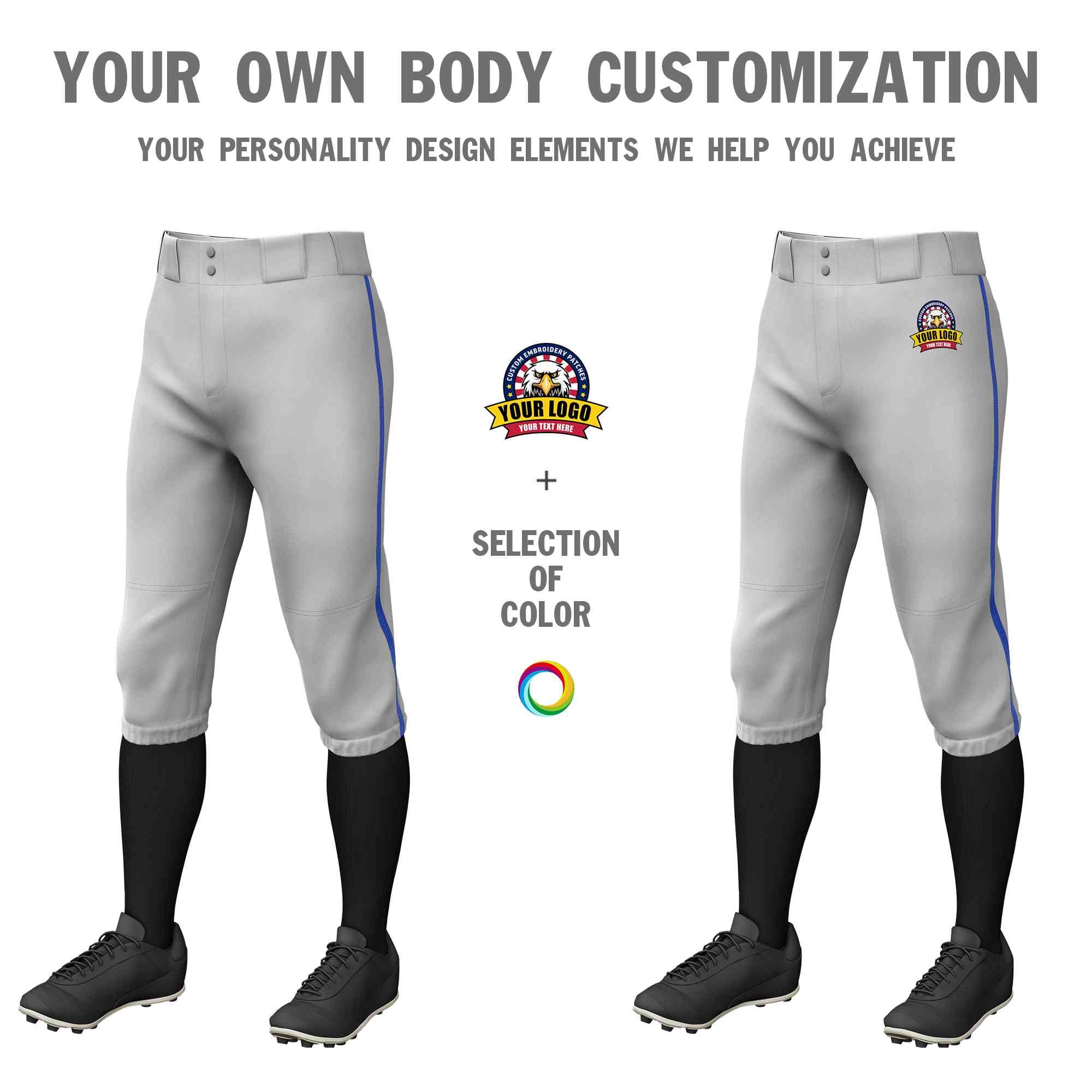 Pantalon de baseball personnalisé gris Royal, coupe classique, culotte d'entraînement extensible