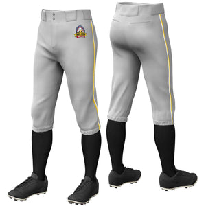 Pantalon de baseball personnalisé gris or-blanc, coupe classique, culotte d'entraînement extensible