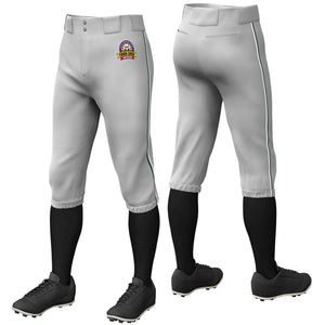 Pantalon de baseball personnalisé gris vert-blanc, coupe classique, culotte d'entraînement extensible