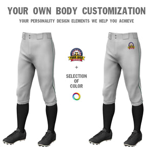 Pantalon de baseball personnalisé gris vert-blanc, coupe classique, culotte d'entraînement extensible