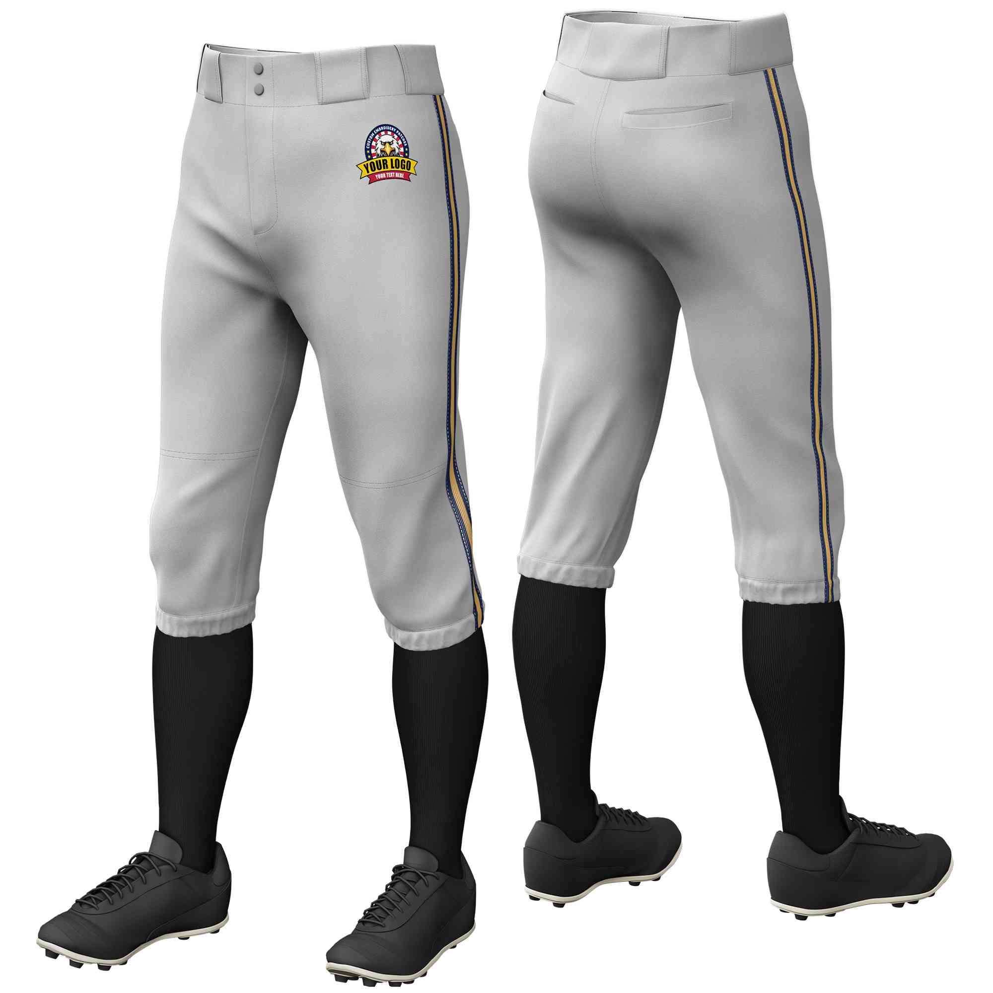 Custom Grey Navy Old Gold-Navy Pantalon de baseball extensible coupe classique