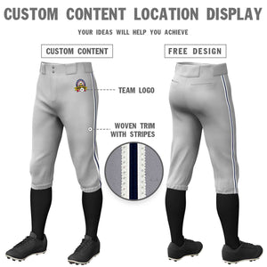 Pantalon de baseball personnalisé, gris, blanc, bleu marine et blanc, coupe classique, culotte d'entraînement extensible