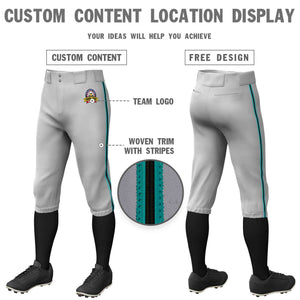 Custom Grey Aqua Black-Aqua Classic Fit Stretch Practice Knickers Pantalon de baseball