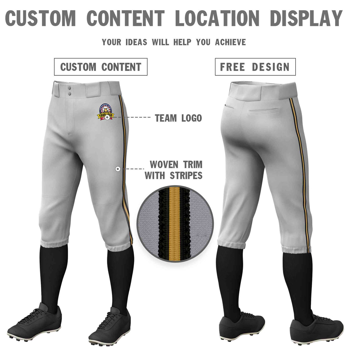 Custom White Navy-Red Classic Fit Stretch Practice Knickers Baseball Pants