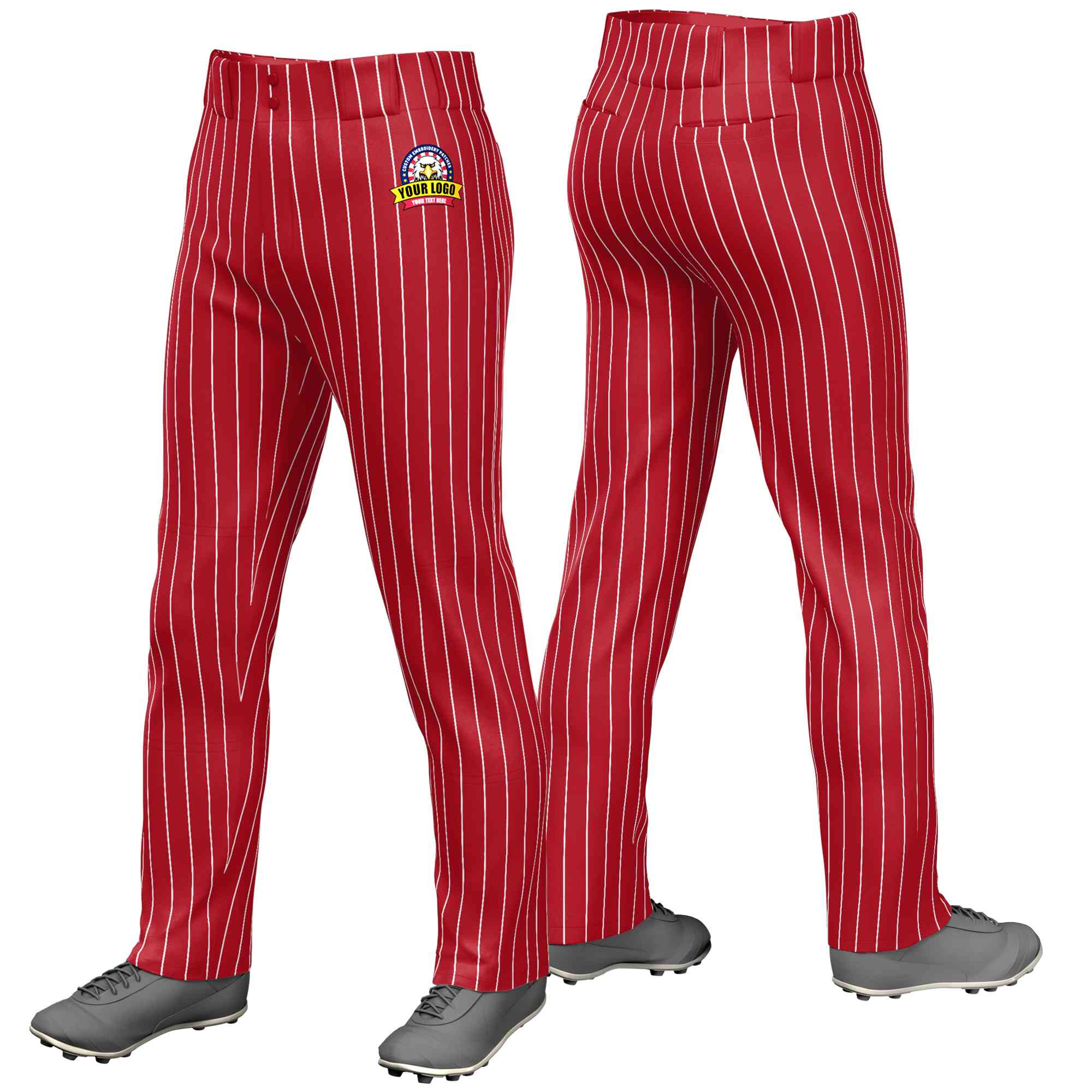 Pantalon de baseball coupe ample à fines rayures blanches et rouges personnalisées