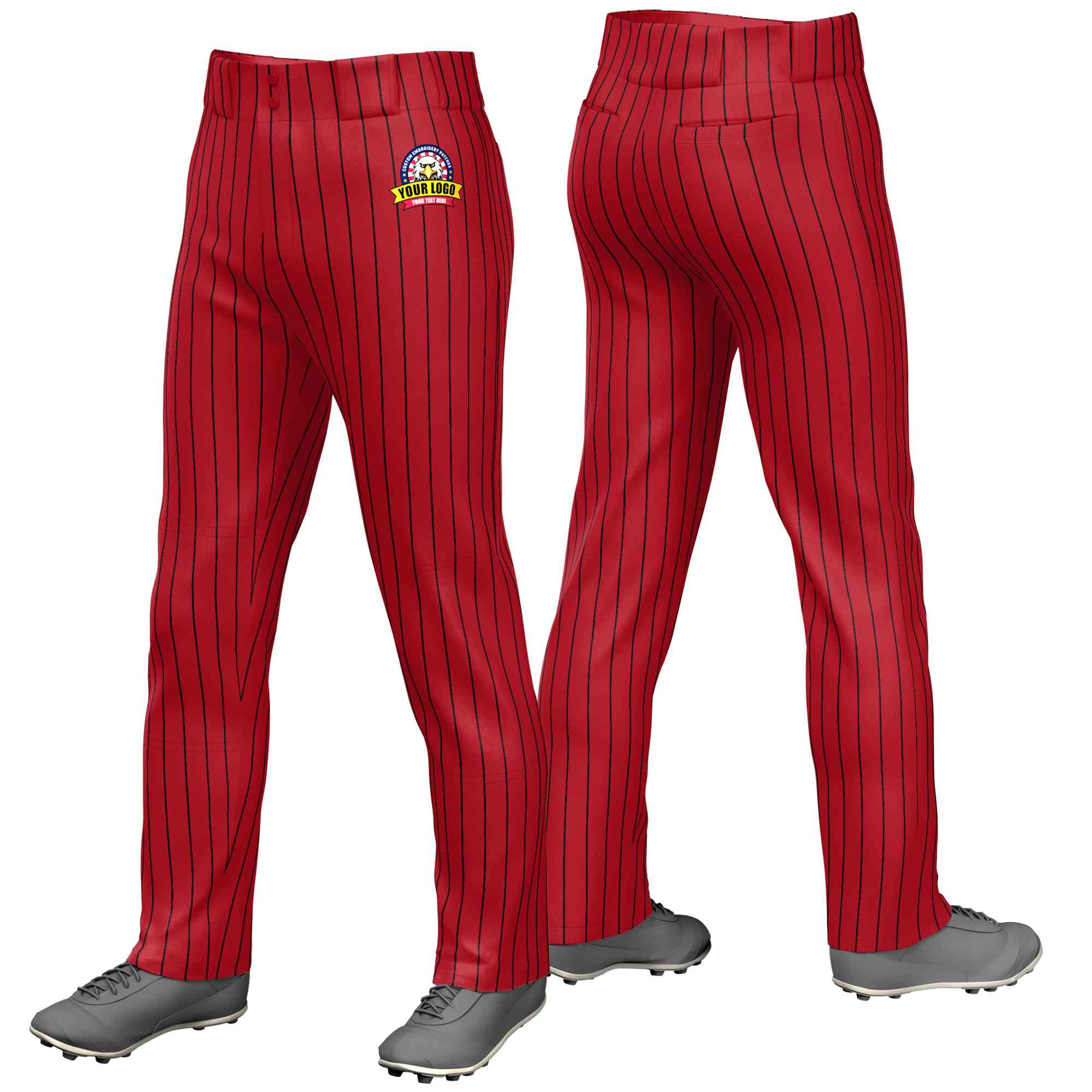 Pantalon de baseball coupe ample à fines rayures noires et rouges personnalisées