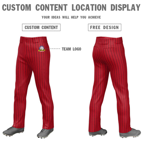 Custom Red Black Pinstripe Fit Stretch Practice Loose-fit Baseball Pants