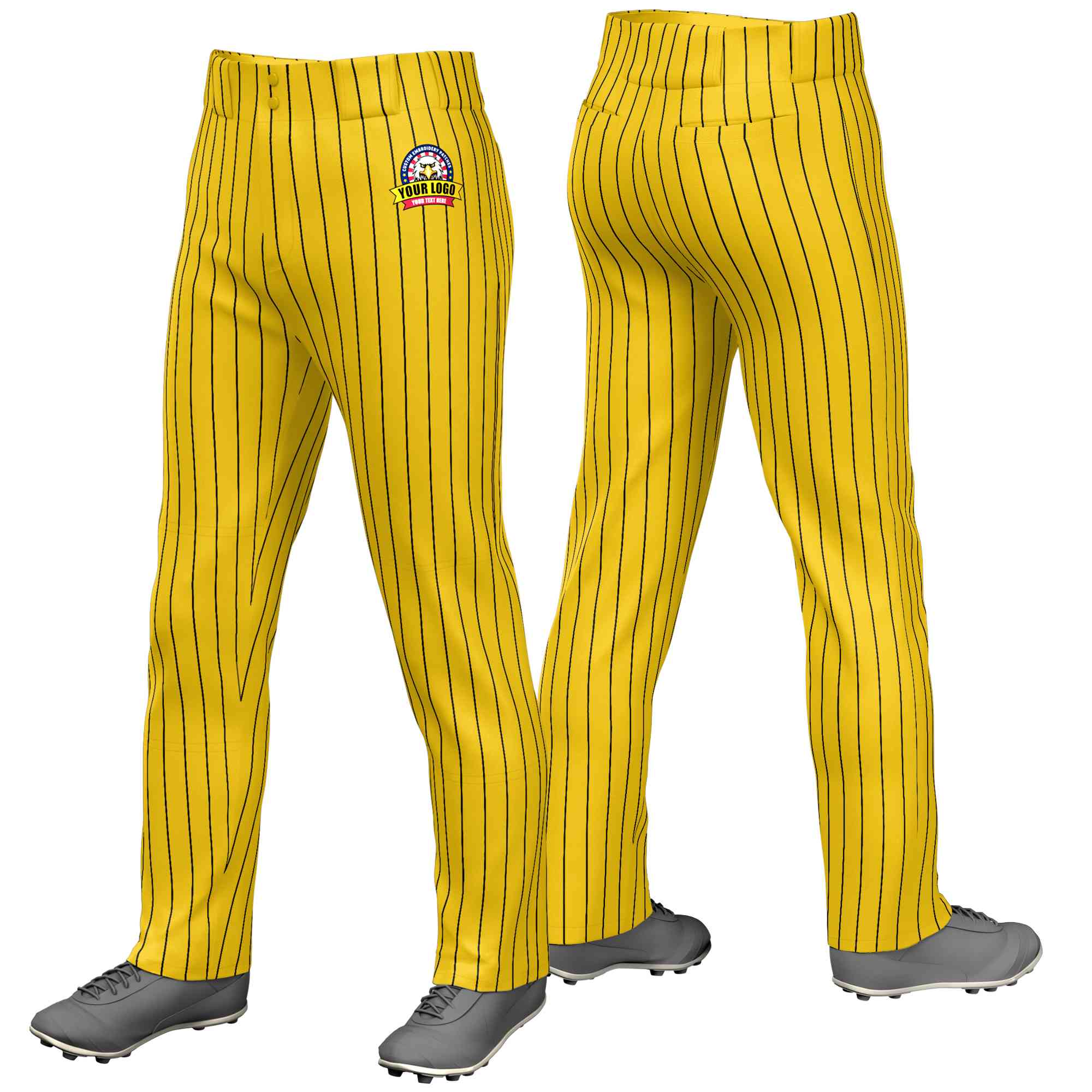 Pantalon de baseball coupe ample à fines rayures noires et jaunes personnalisé