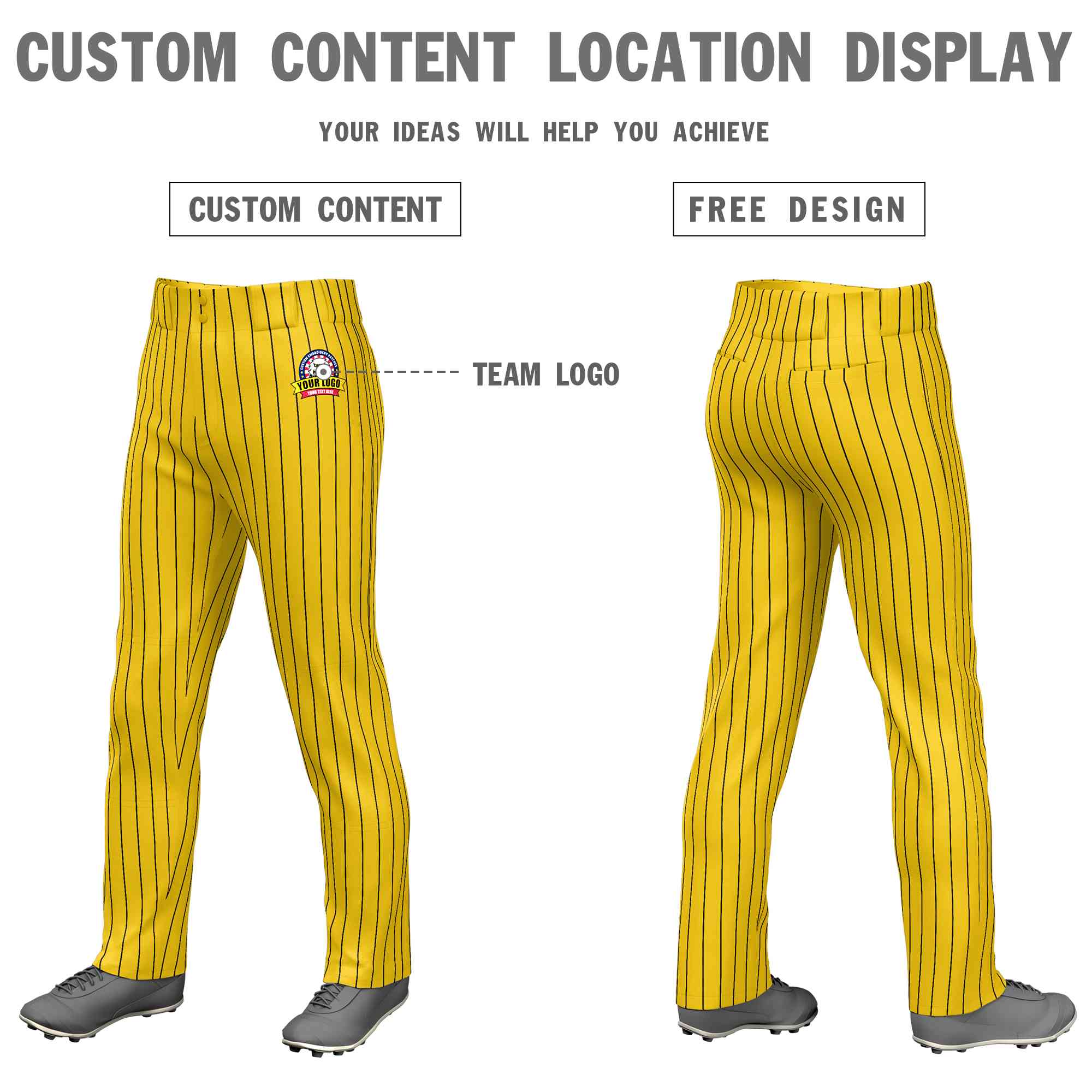 Pantalon de baseball coupe ample à fines rayures noires et jaunes personnalisé