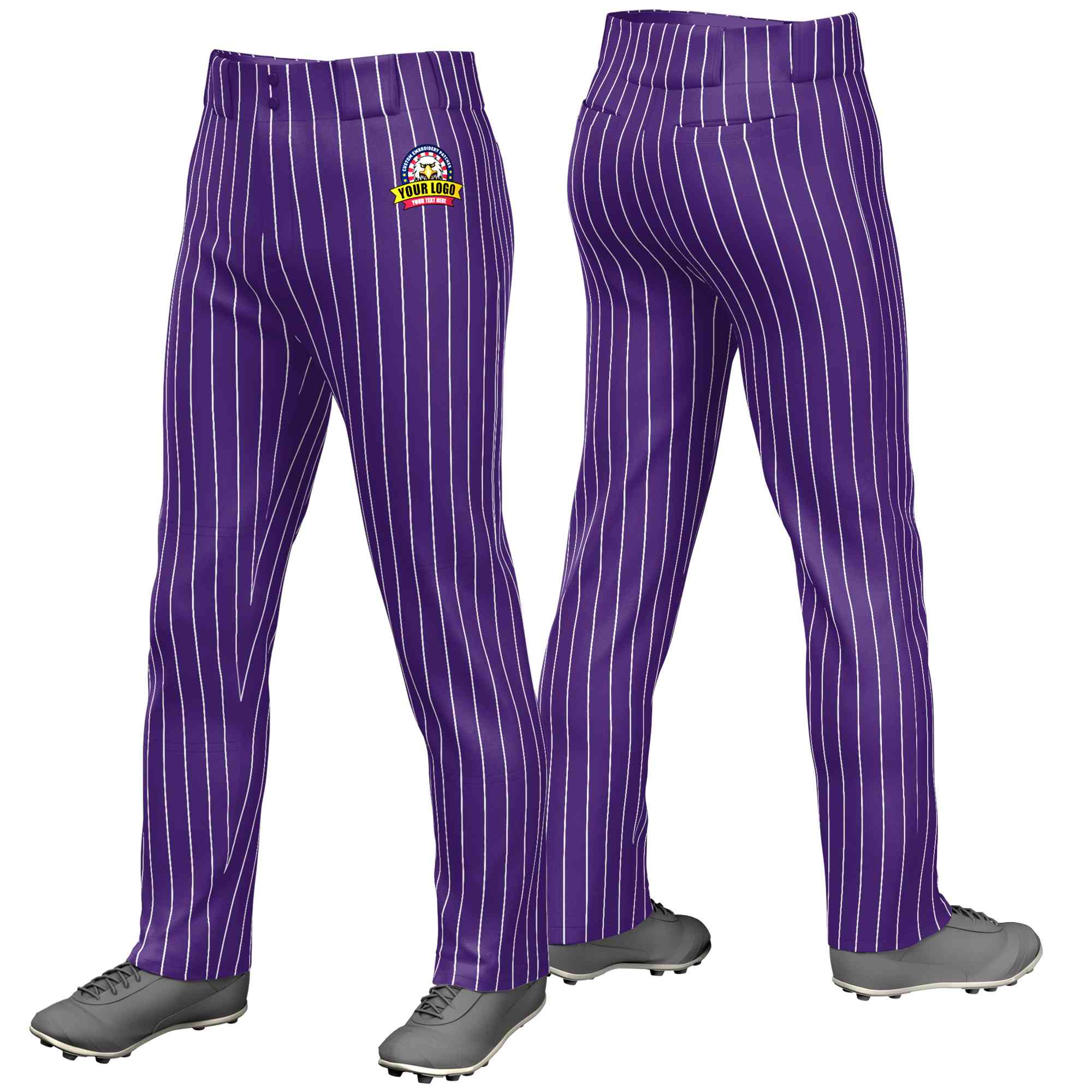 Pantalon de baseball ample et personnalisé à fines rayures blanches et violettes