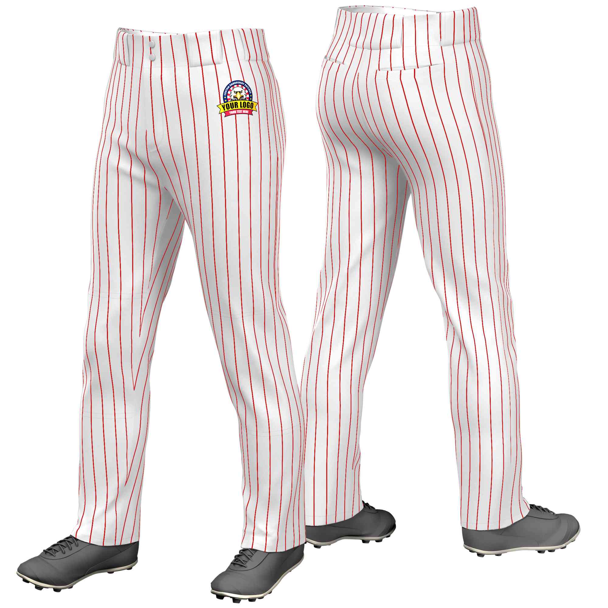 Pantalon de baseball coupe ample et extensible à fines rayures blanches et rouges personnalisées