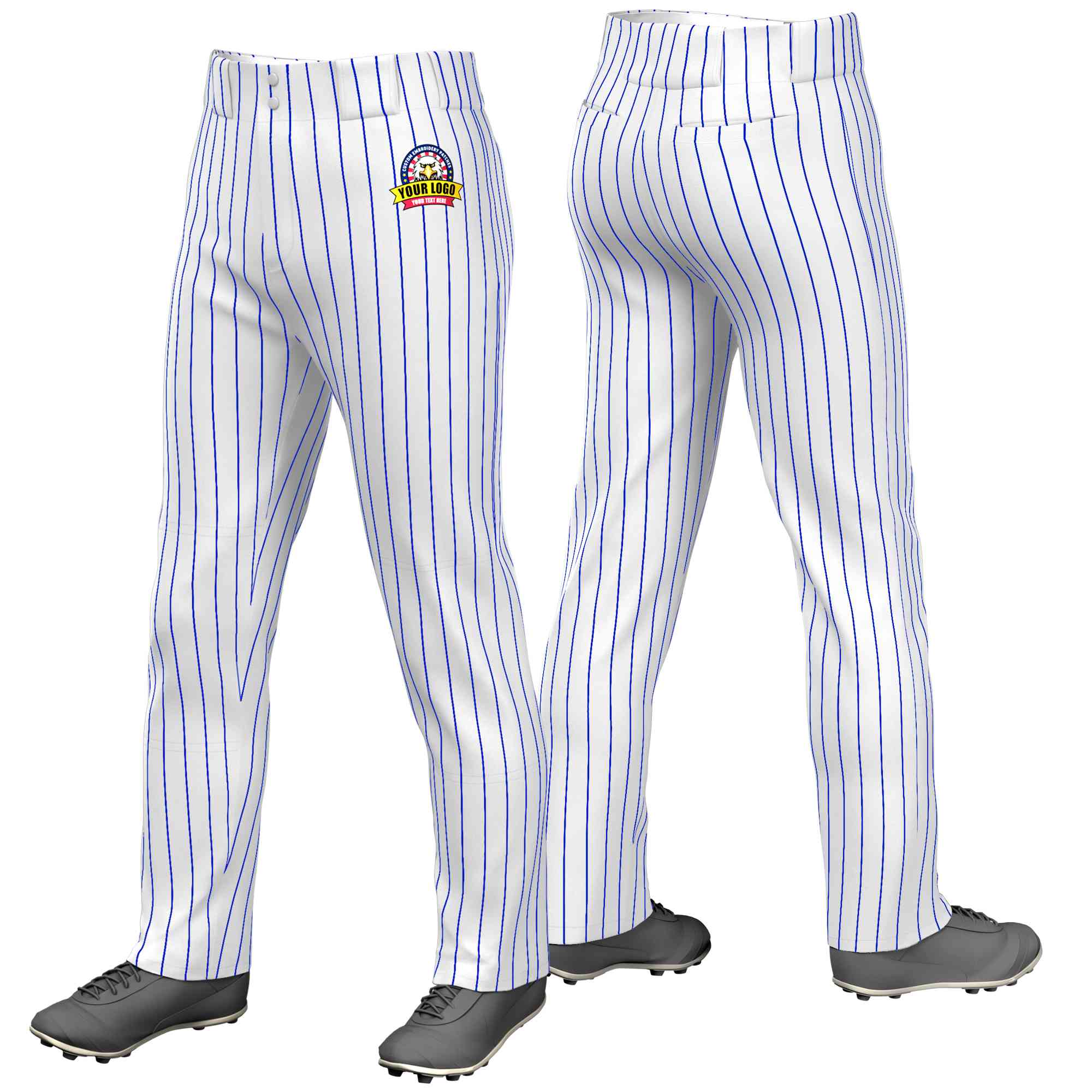 Pantalon de baseball coupe ample et extensible blanc personnalisé à fines rayures royales