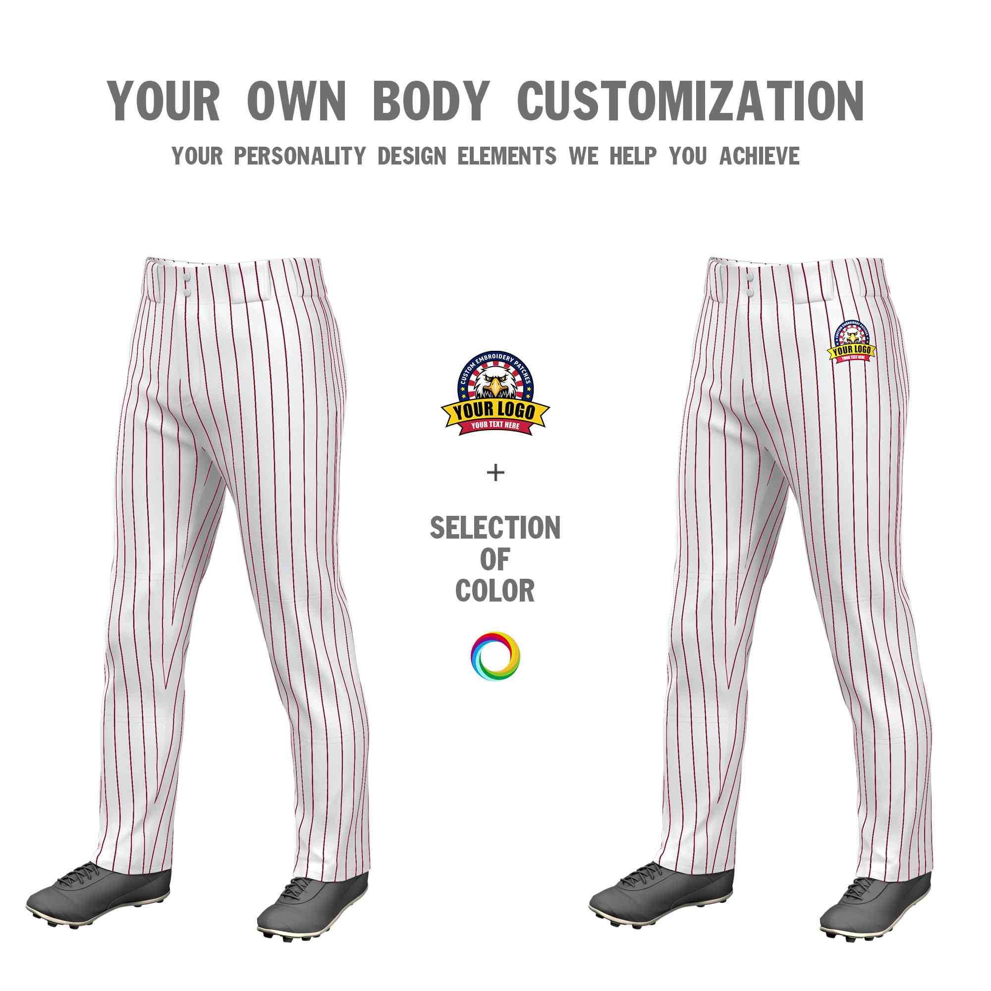 Custom White Crimson Pinstripe Fit Stretch Practice Loose-fit Baseball Pants