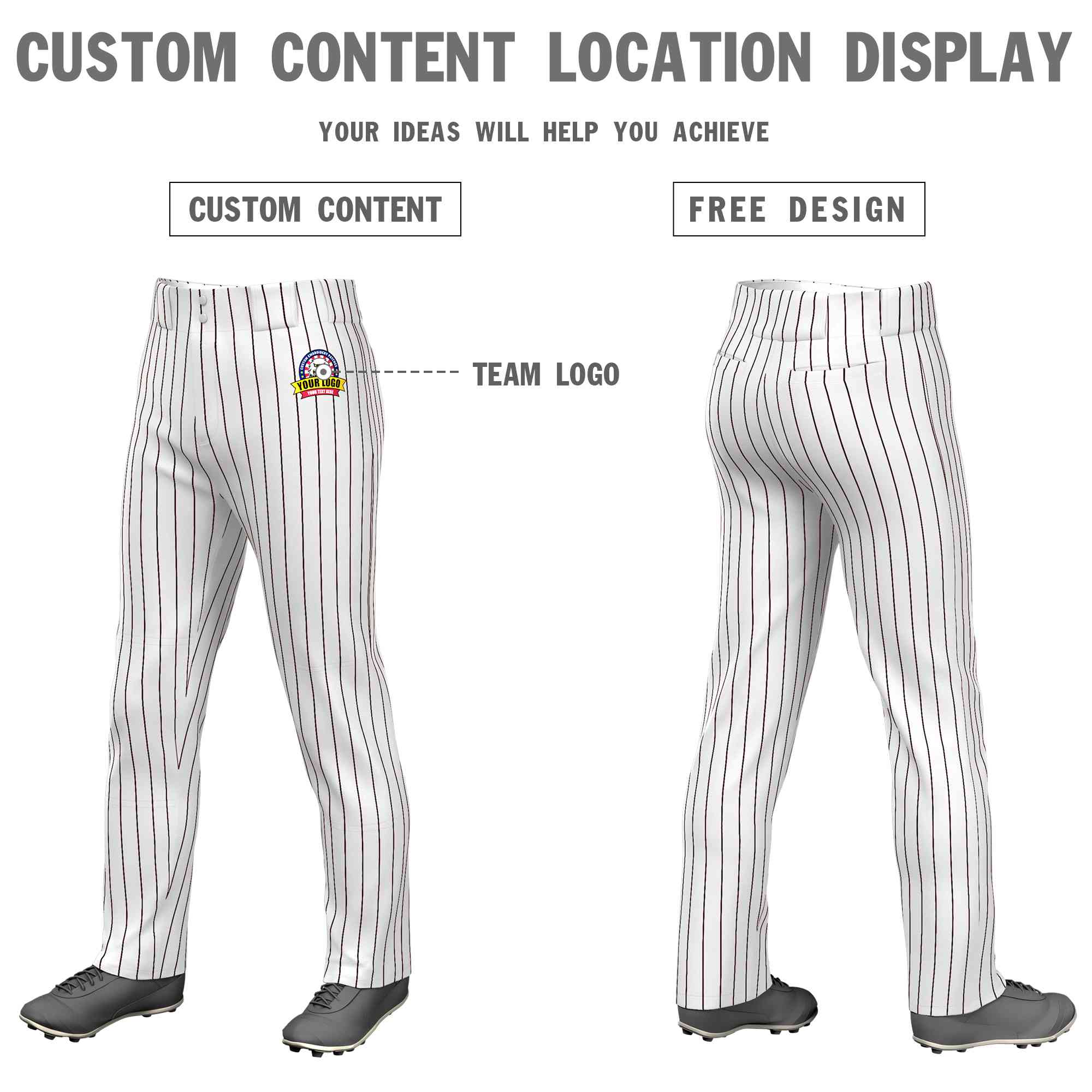 Custom White Brown Pinstripe Fit Stretch Practice Loose-fit Baseball Pants