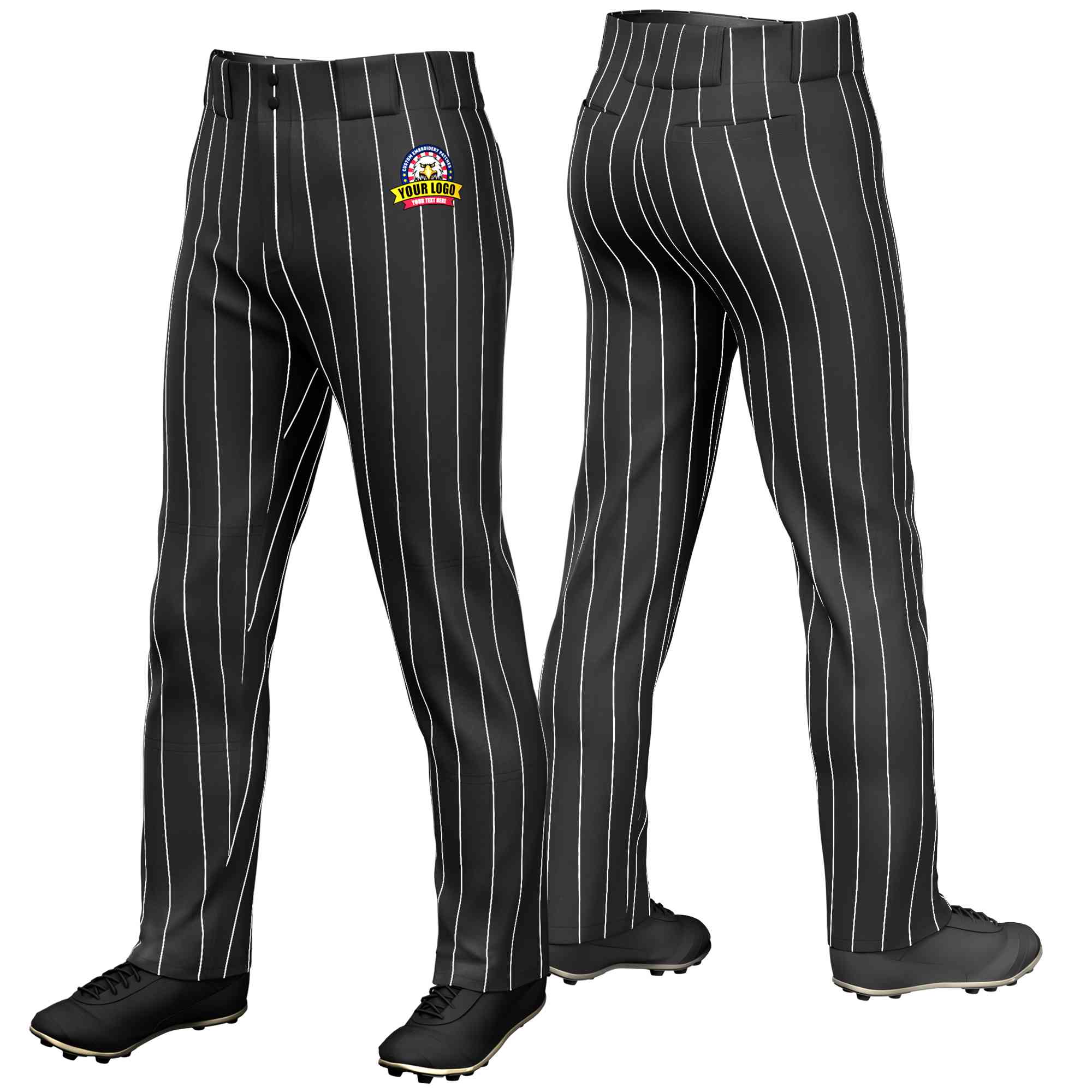 Pantalon de baseball coupe ample et extensible à fines rayures noires et blanches personnalisées