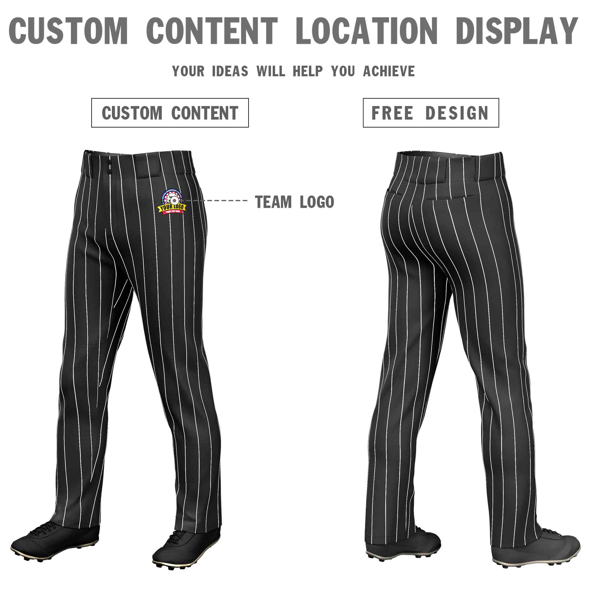 Pantalon de baseball coupe ample et extensible à fines rayures noires et blanches personnalisées