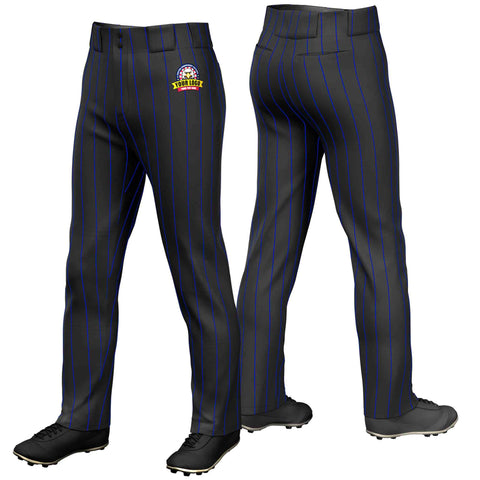 Custom Black Royal Pinstripe Fit Stretch Practice Loose-fit Baseball Pants
