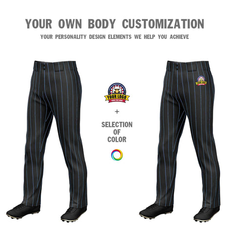 Custom Black Light Blue Pinstripe Fit Stretch Practice Loose-fit Baseball Pants