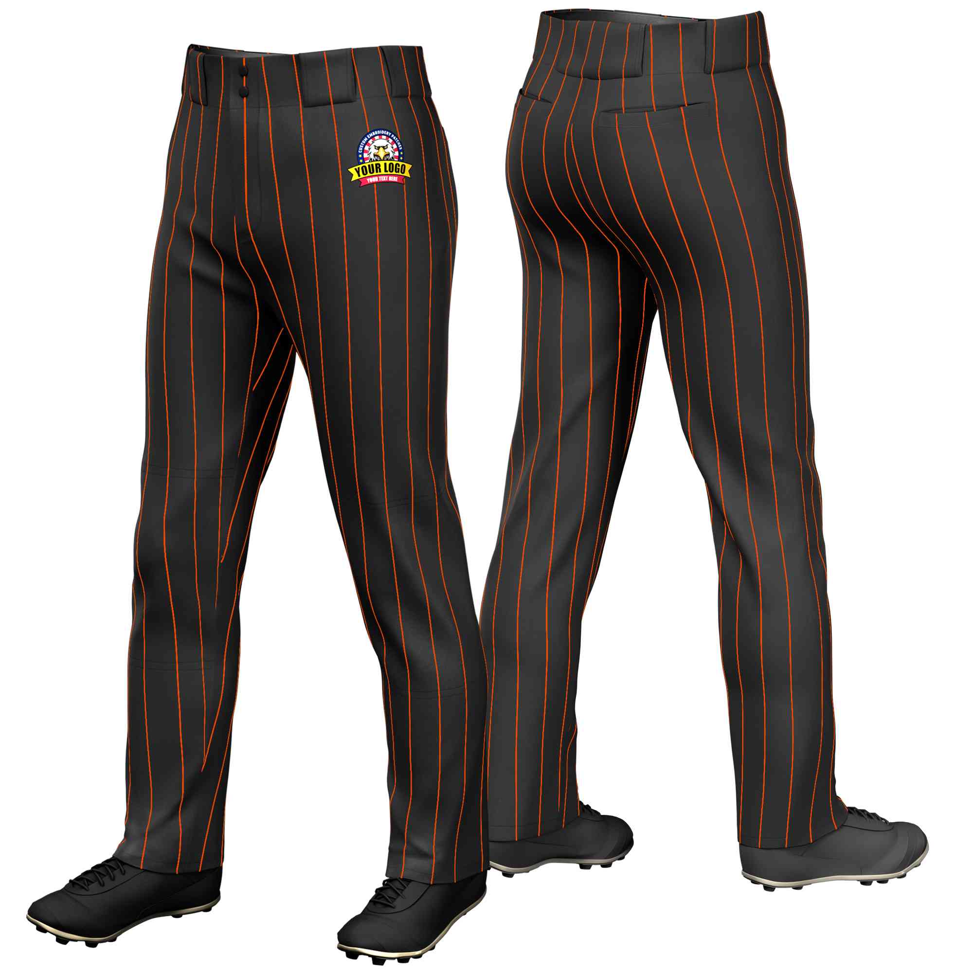 Pantalon de baseball coupe ample et extensible à rayures noires et orange personnalisées