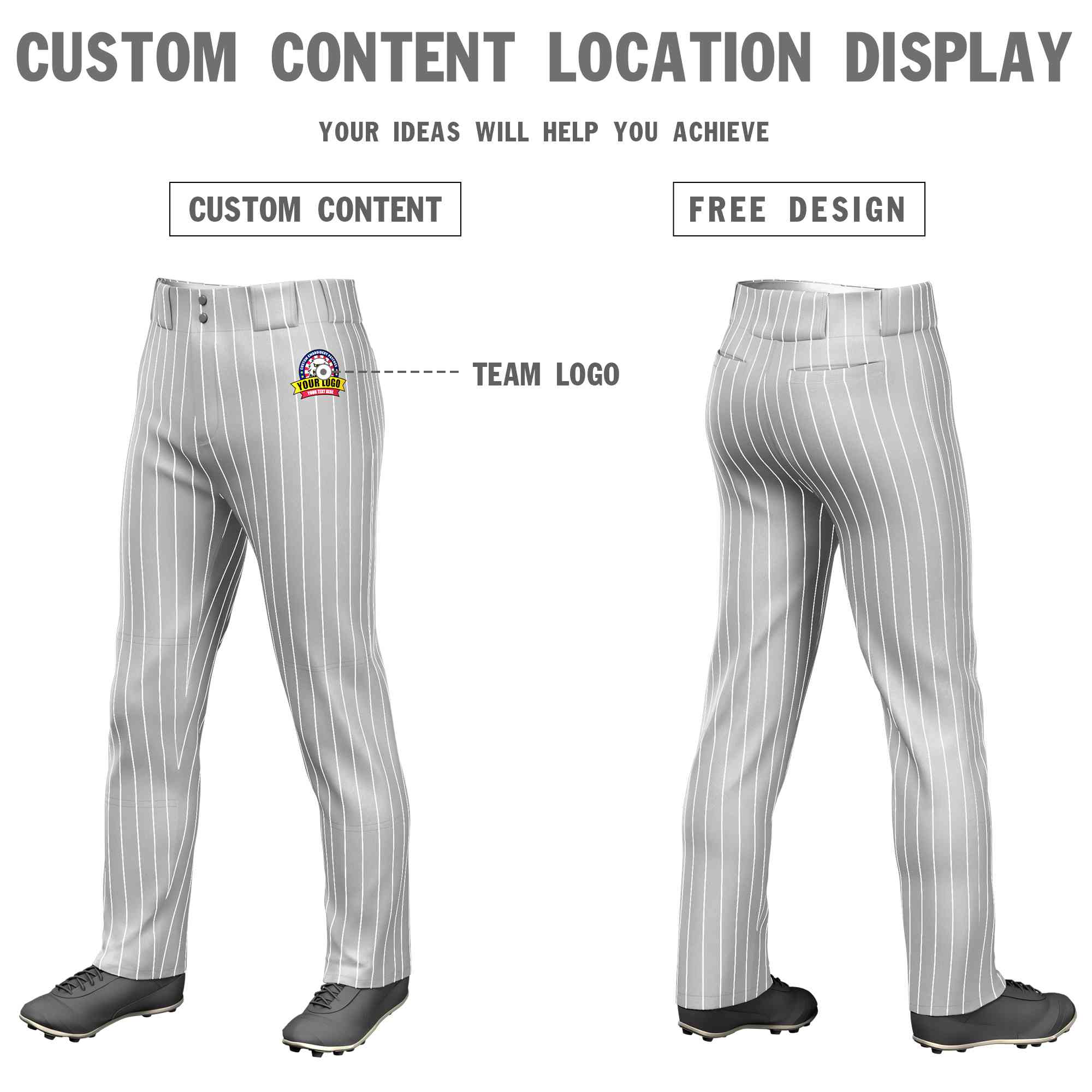 Pantalon de baseball coupe ample et extensible à fines rayures blanches et grises personnalisées