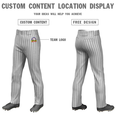 Custom Gray Black Pinstripe Fit Stretch Practice Loose-fit Baseball Pants