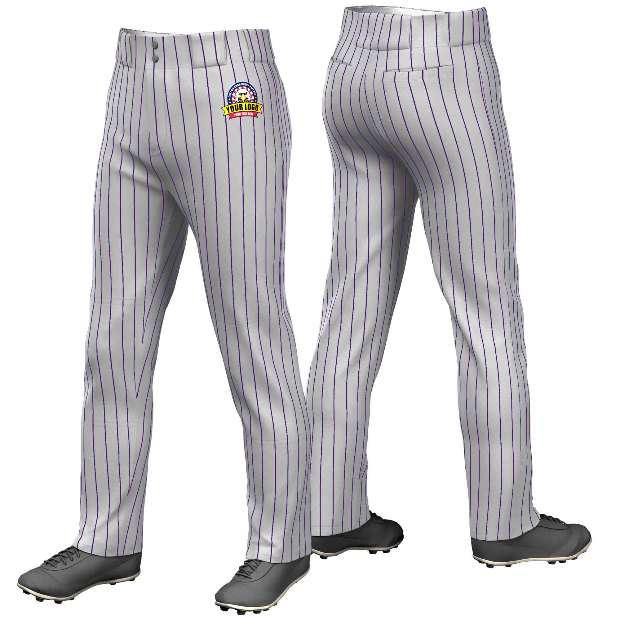 Pantalon de baseball coupe ample à fines rayures gris violet personnalisé