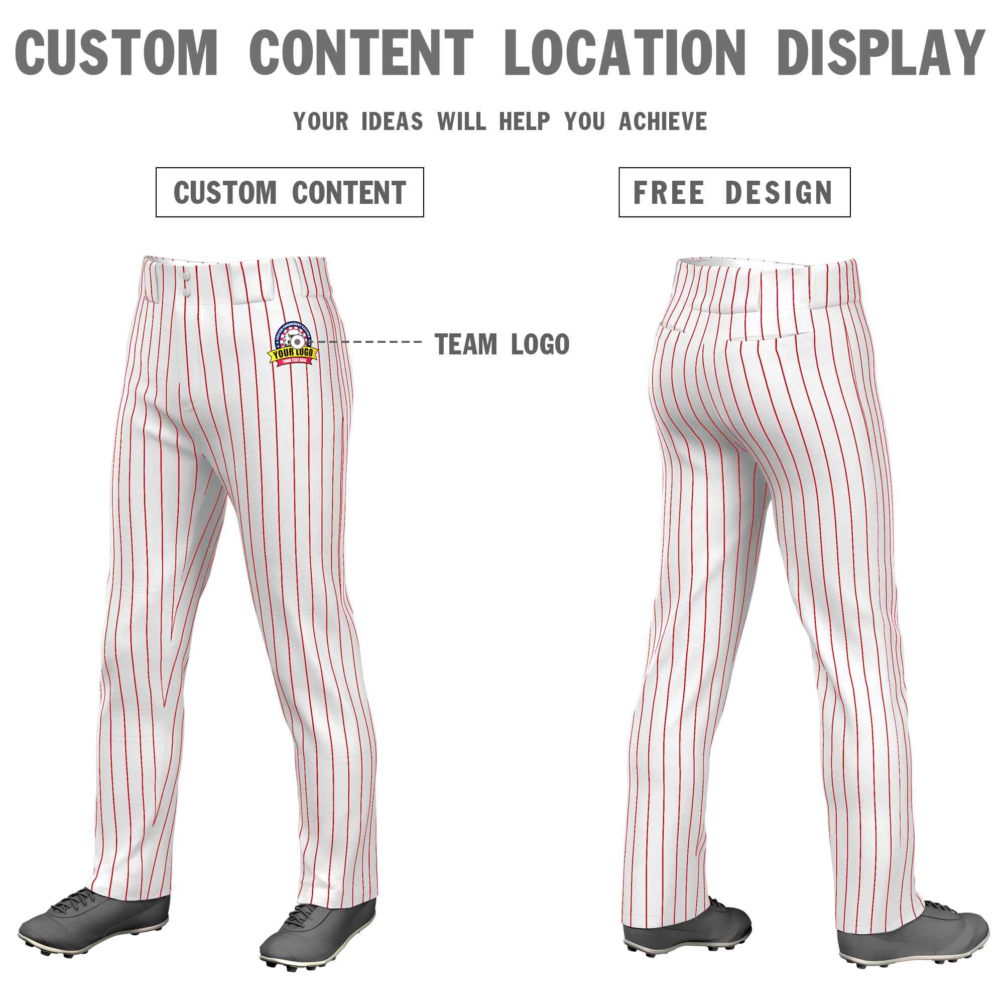 Pantalon de baseball coupe ample et extensible à fines rayures blanches et rouges personnalisées