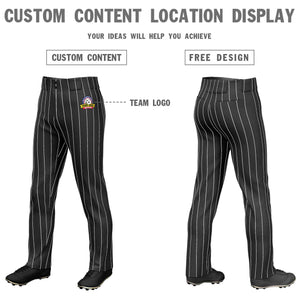 Custom Black White Pinstripe Fit Stretch Practice Loose-fit Baseball Pants