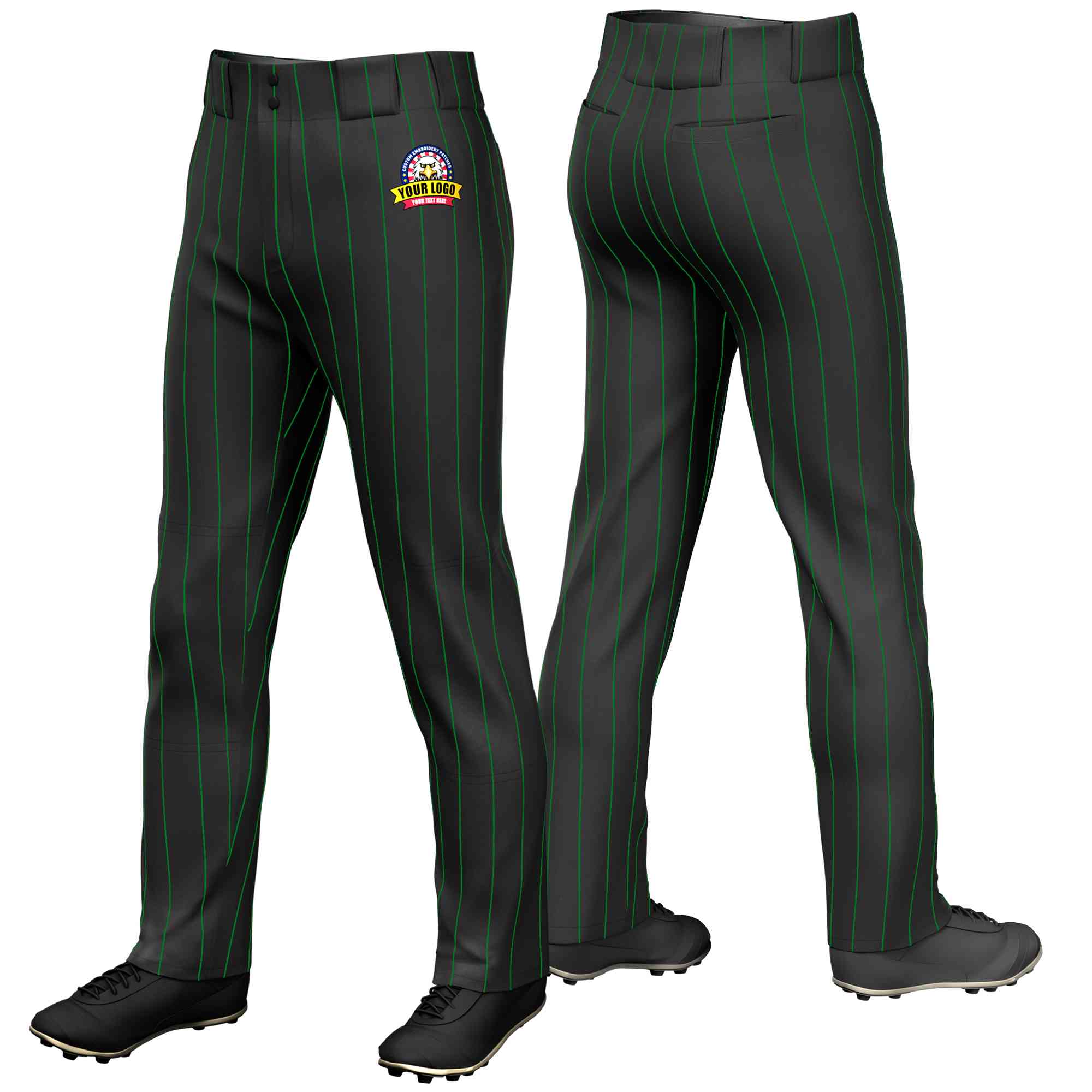 Pantalon de baseball coupe ample et extensible à fines rayures vert Kelly personnalisé