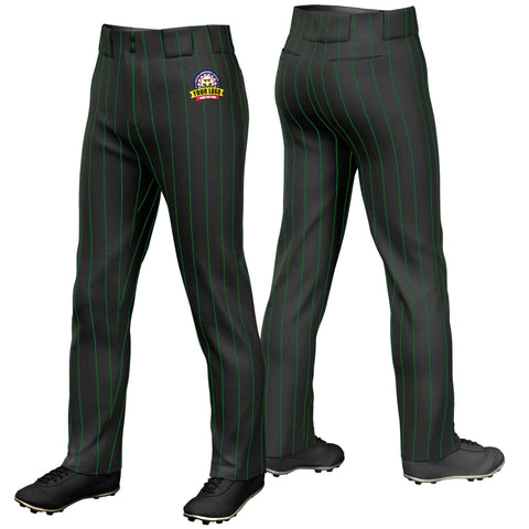 Custom Black Kelly Green Pinstripe Fit Stretch Practice Loose-fit Baseball Pants