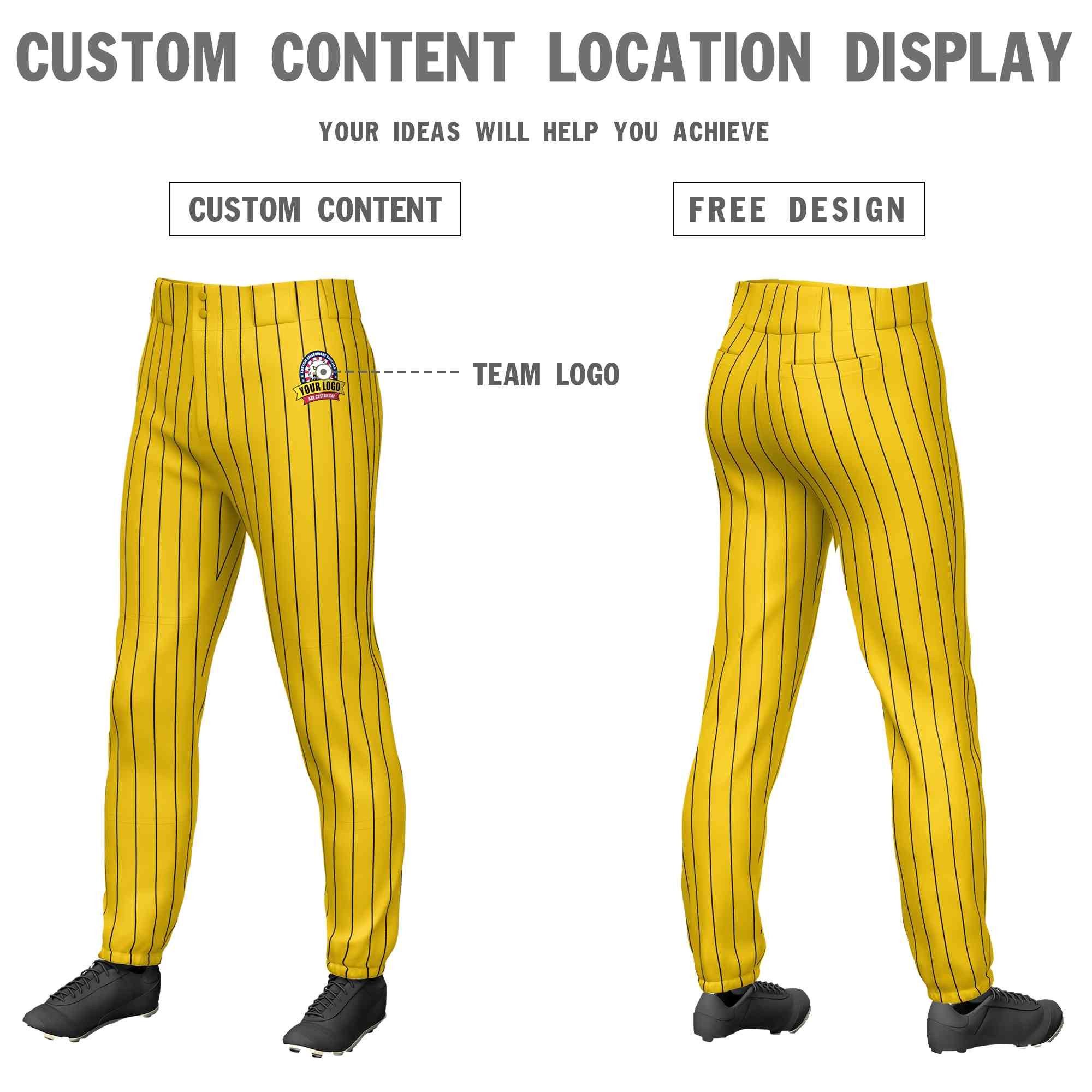 yellow pinstripe baseball pants-custom team logo