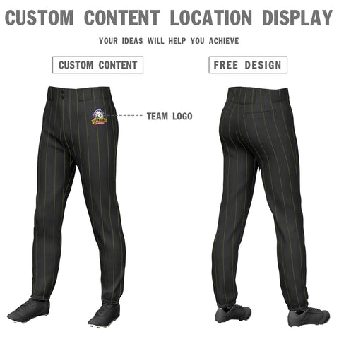 Custom Black Kelly Green Pinstripe Fit Stretch Practice Pull-up Baseball Pants