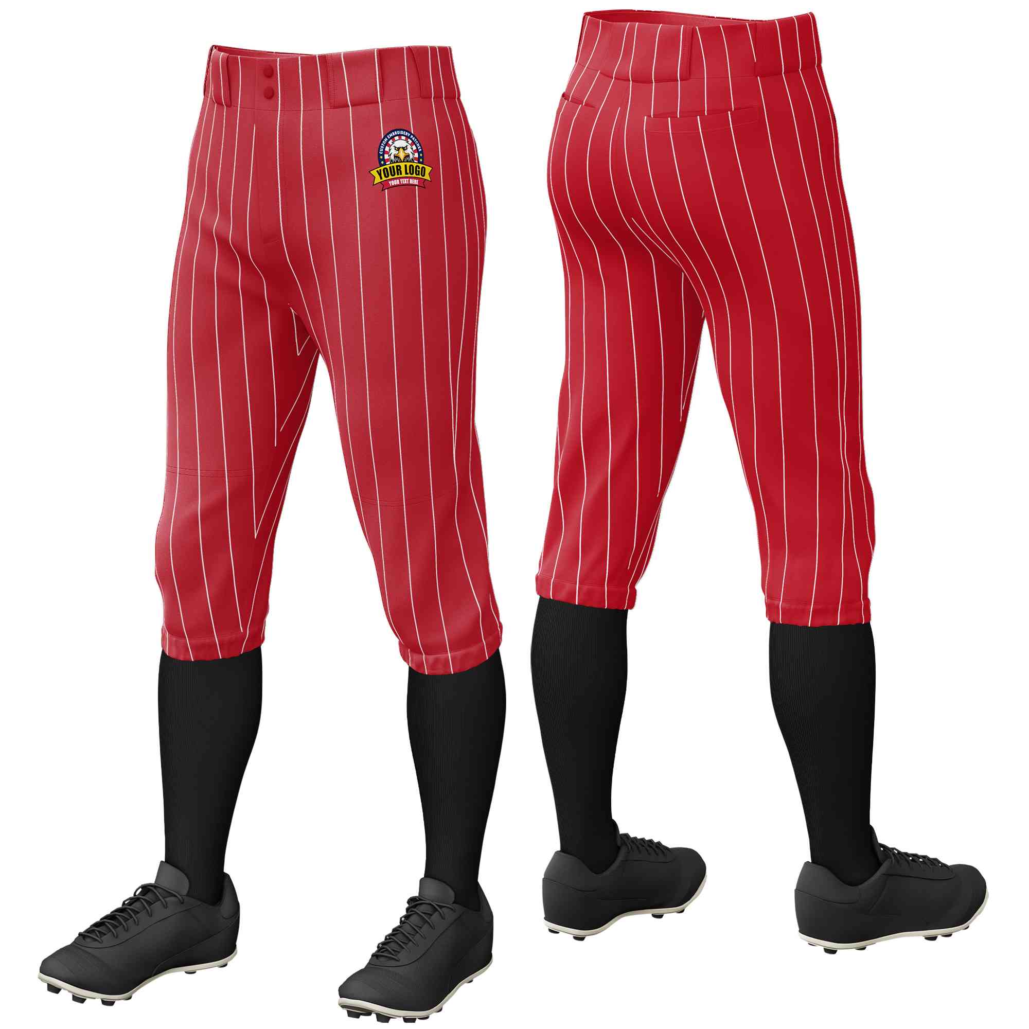 Pantalon de baseball personnalisé à fines rayures blanches et rouges