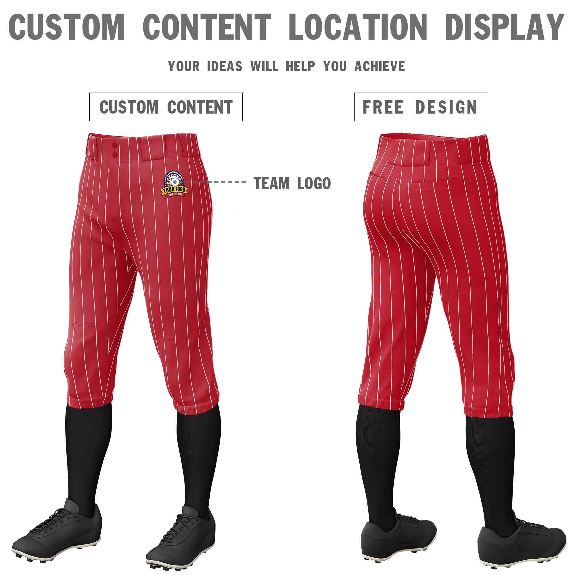 Pantalon de baseball personnalisé à fines rayures blanches et rouges