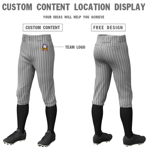 Custom Gray Black Pinstripe Fit Stretch Practice Knickers Baseball Pants