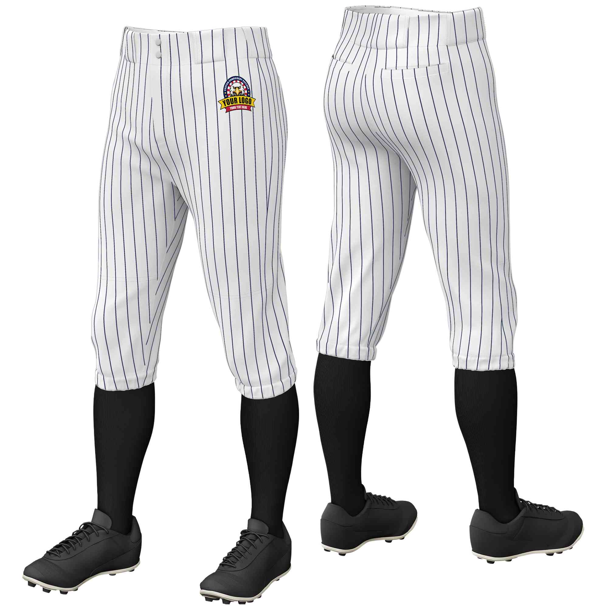 Pantalon de baseball personnalisé blanc à fines rayures, culotte d'entraînement extensible