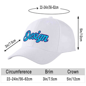 Custom White Light Blue-Purple Curved Eaves Sport Design Baseball Cap