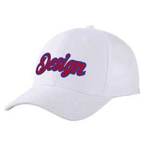 Custom White Red-Royal Curved Eaves Sport Design Baseball Cap