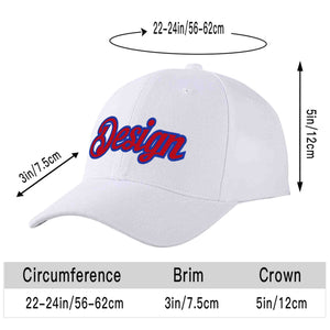 Custom White Red-Royal Curved Eaves Sport Design Baseball Cap