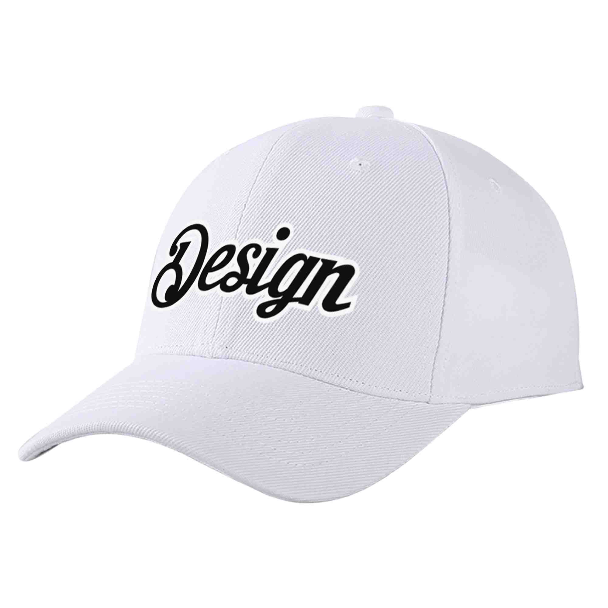 Custom White Black-White Curved Eaves Sport Design Baseball Cap