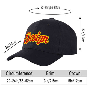 Custom Black Red-Yellow Curved Eaves Sport Design Baseball Cap