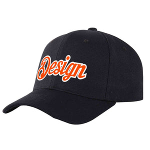 Casquette de baseball personnalisée noire orange-blanche avec avant-toit incurvé