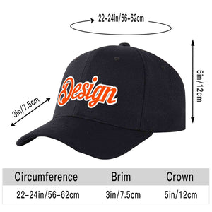 Casquette de baseball personnalisée noire orange-blanche avec avant-toit incurvé