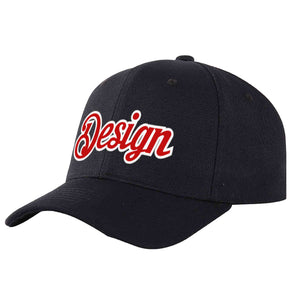 Custom Black Red-White Curved Eaves Sport Design Baseball Cap