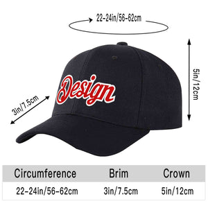 Custom Black Red-White Curved Eaves Sport Design Baseball Cap