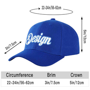 Custom Royal White-Light Blue Curved Eaves Sport Design Baseball Cap