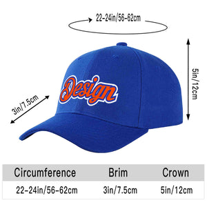 Casquette de baseball personnalisée Royal Orange-Royal Curved Eaves Sport Design